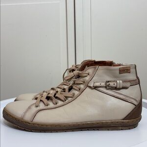 NWOB/NWOT PIKOLINOS  Lagos 12 Ivory Leather Boots Sneakers Size 11.5 - 12